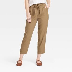 ✨NWT Universal Thread Linen Blend Drawstring Ankle Pants Brown/Khaki M